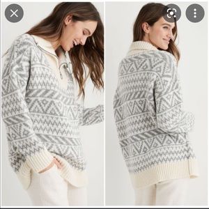 NWT Aerie Oversized Fair Isle Quarter-Zip Sweater Size XXS